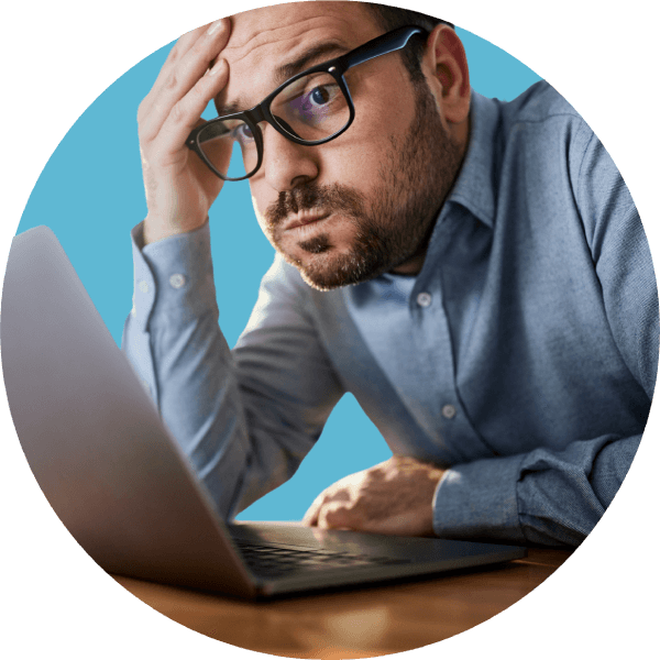 ECOCAUSE Man in circle frustrated